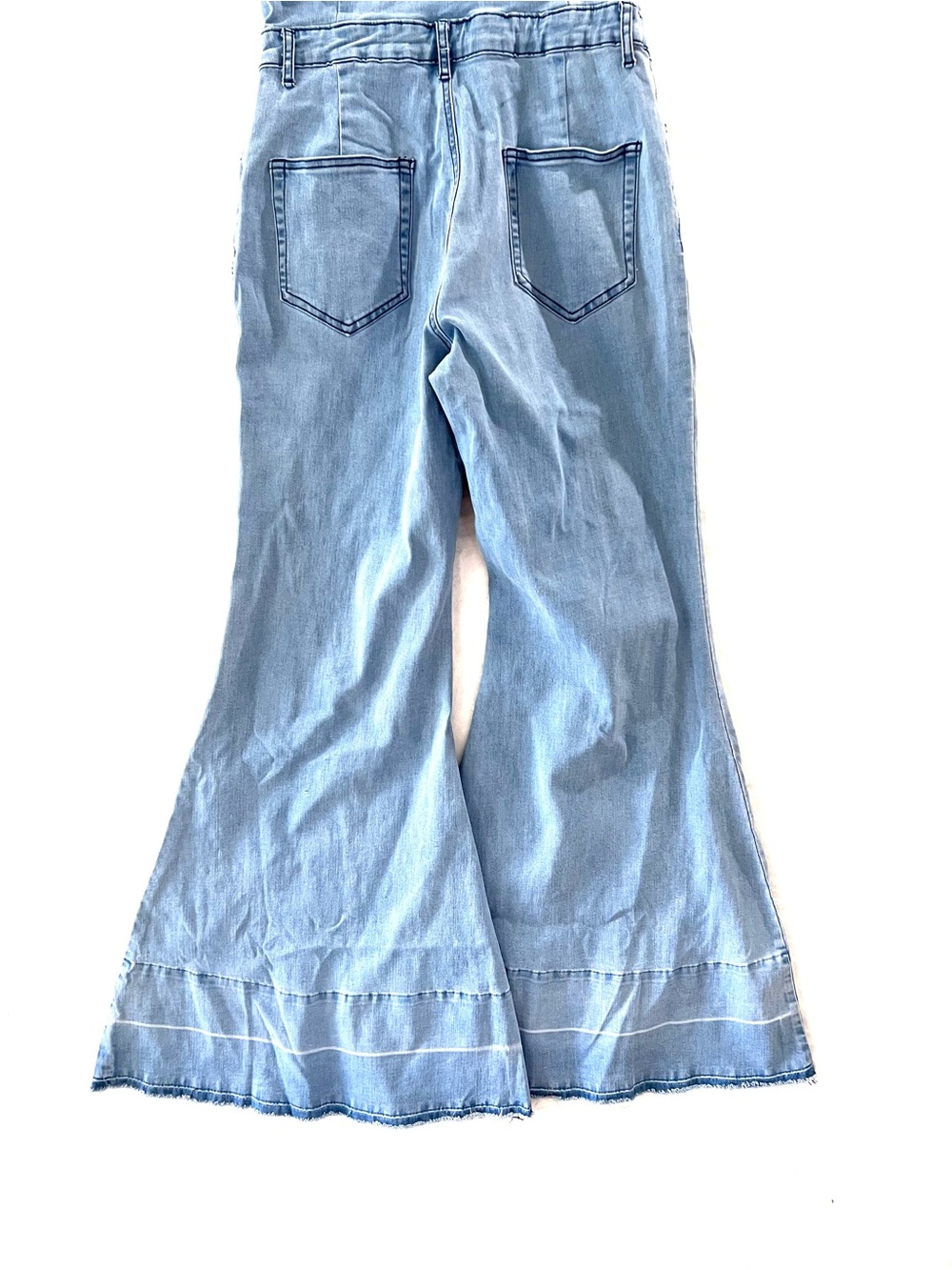 Wisteria Lane Denim Jumpsuit Bell Bottom Boho Western size Large - Picture 3 of 10